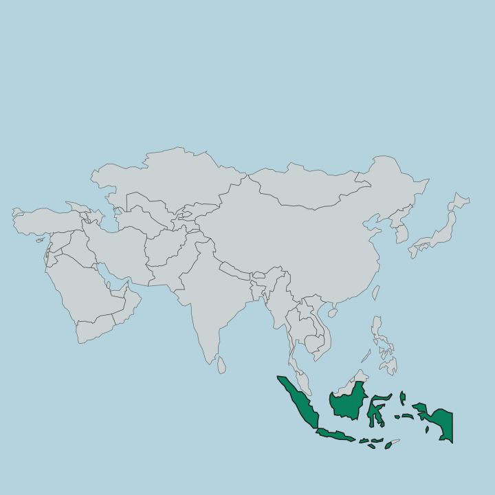 Map showing Indonesia — In Asia