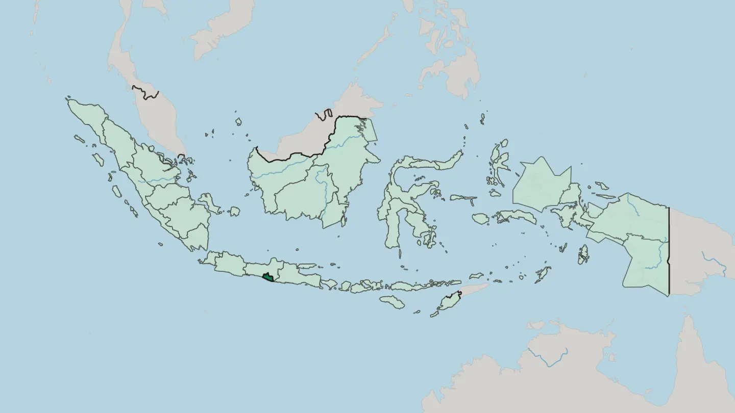 Map of Daerah Istimewa Yogyakarta in Indonesia