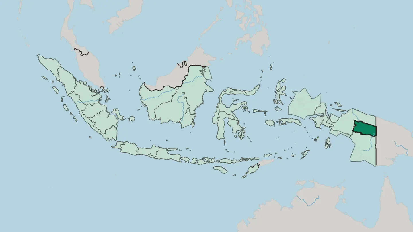 Map of Highland Papua in Indonesia