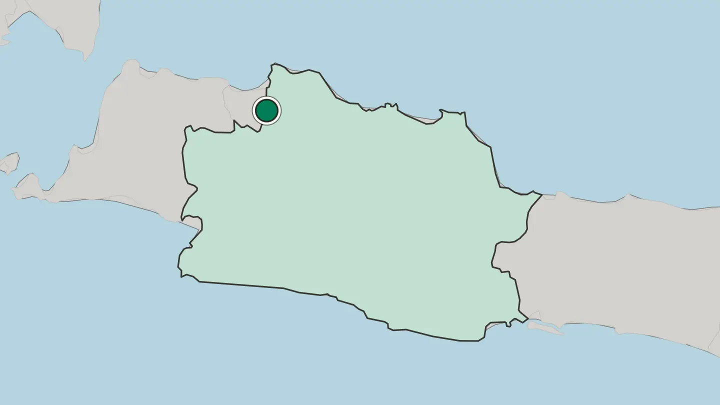Map of Bekasi in Indonesia