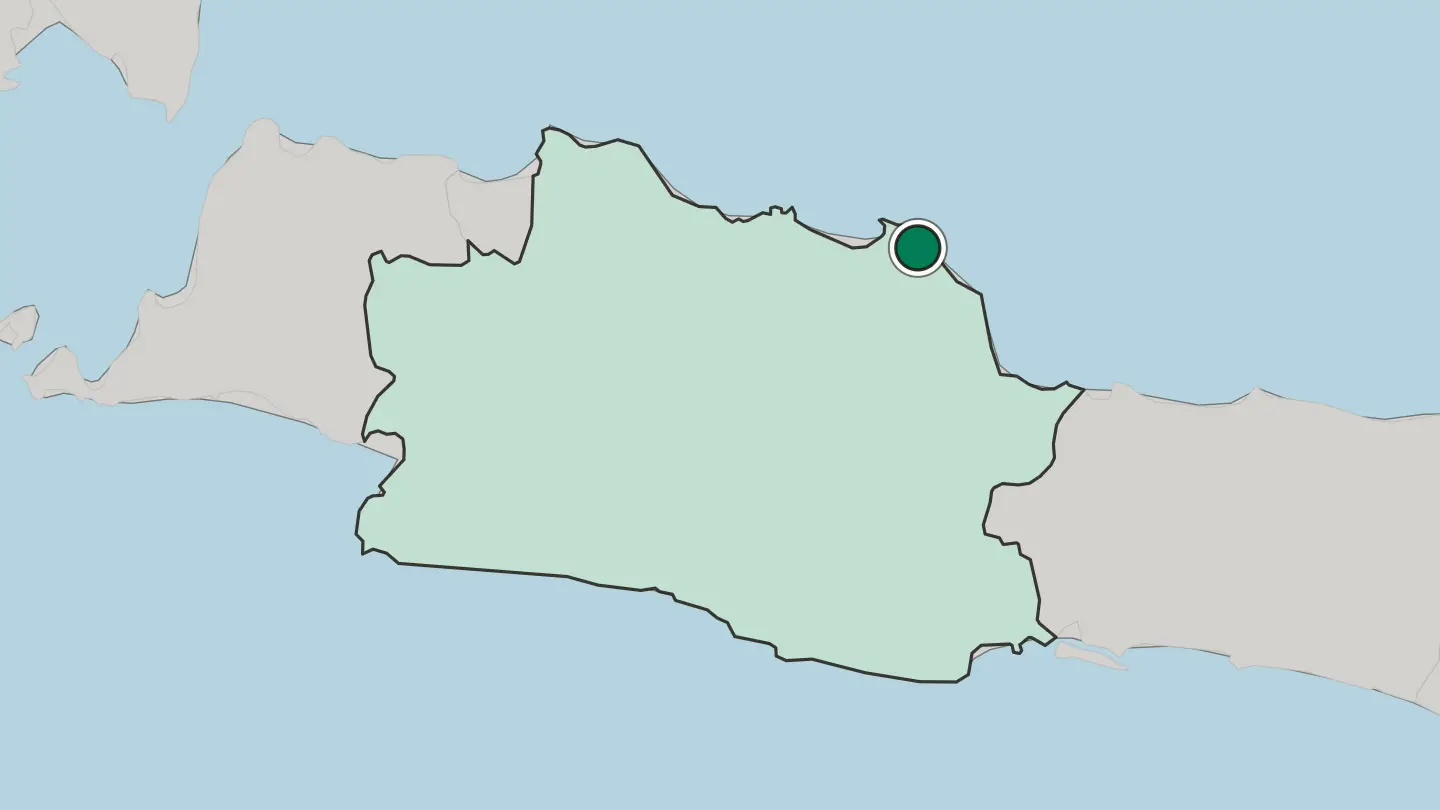Map of Indramayu in Indonesia