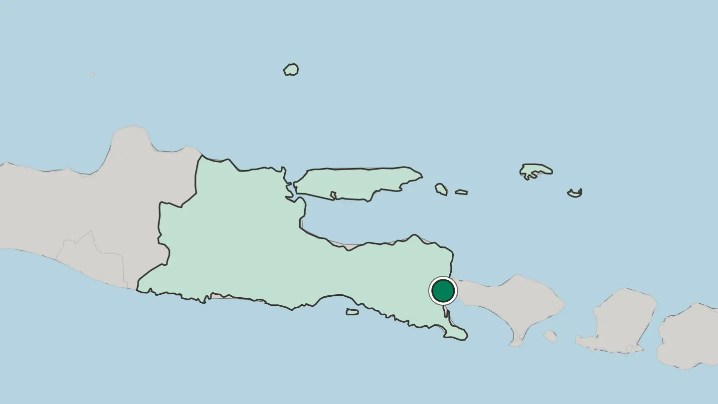 Map of Banyuwangi in Indonesia