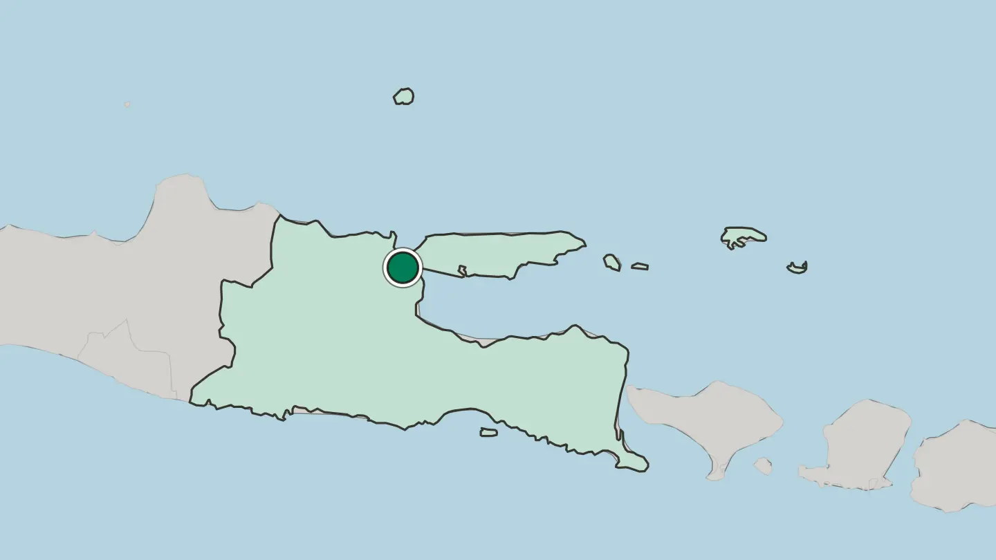Map of Gresik in Indonesia