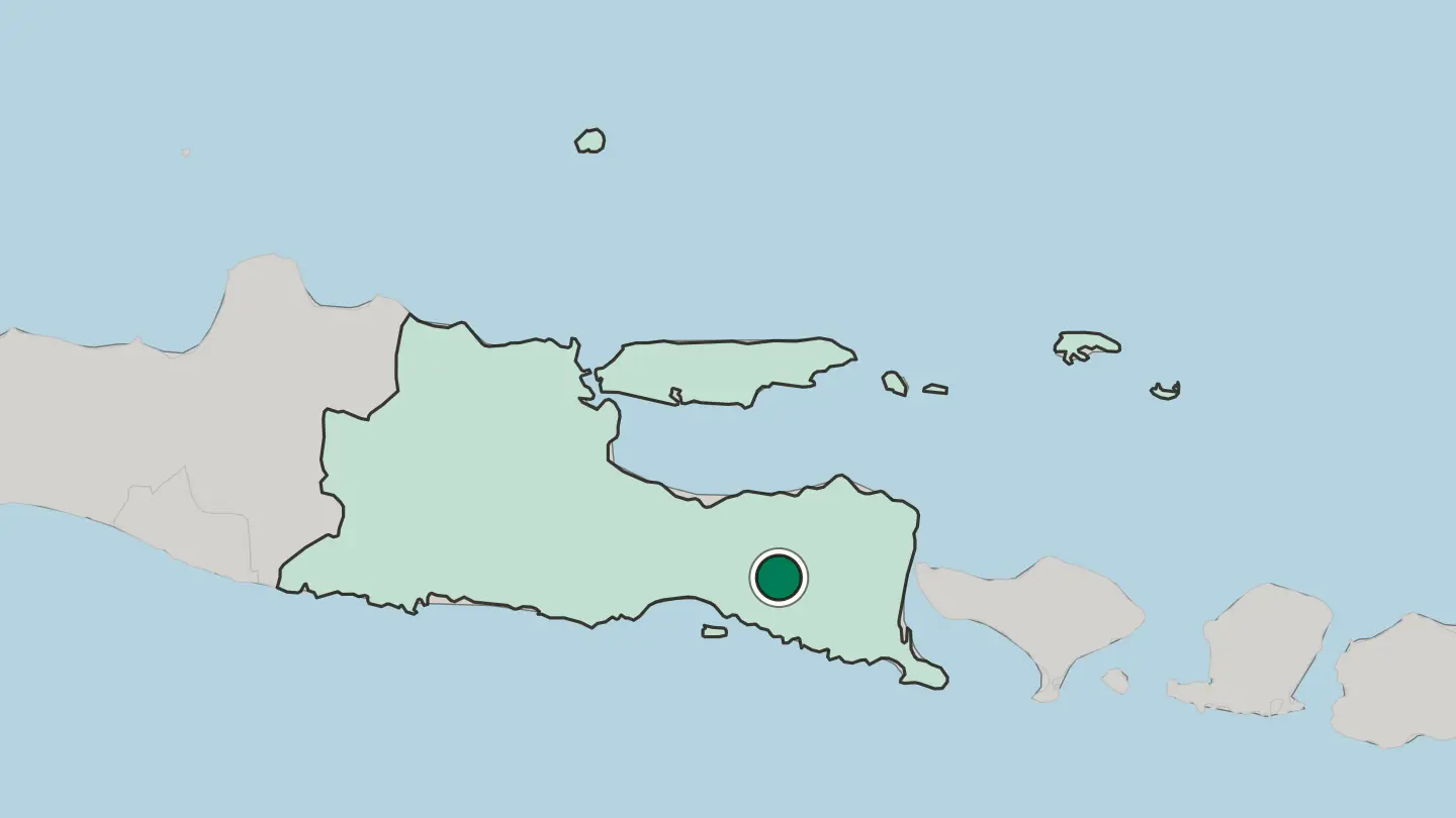 Map of Jember in Indonesia