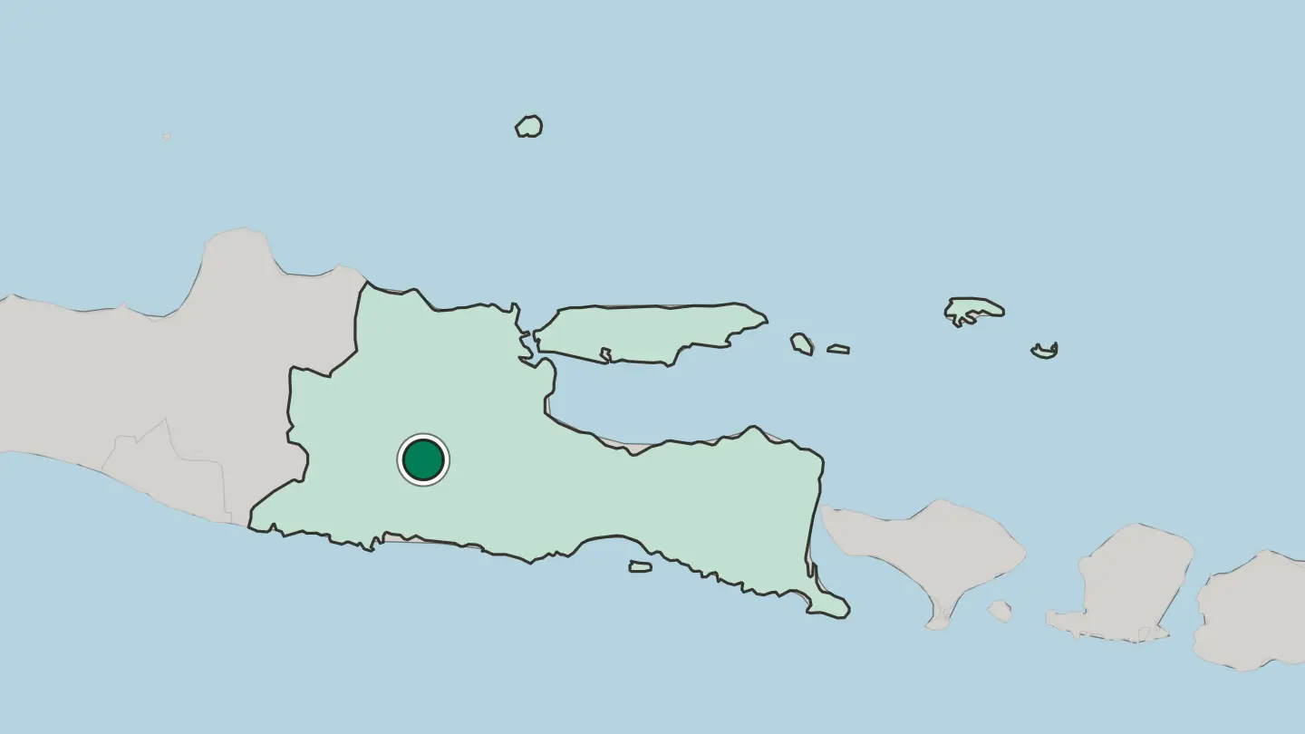 Map of Kediri in Indonesia