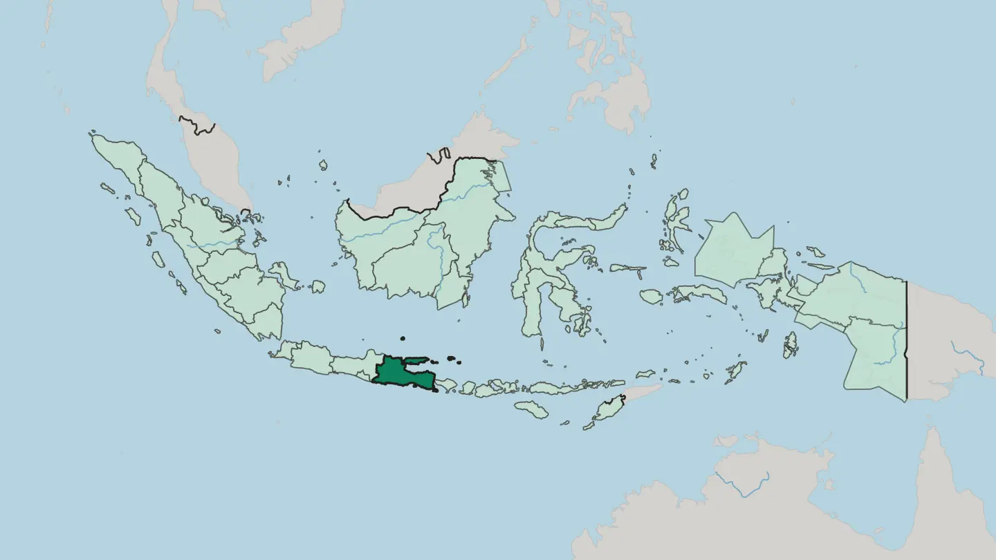 Map of Jawa Timur in Indonesia