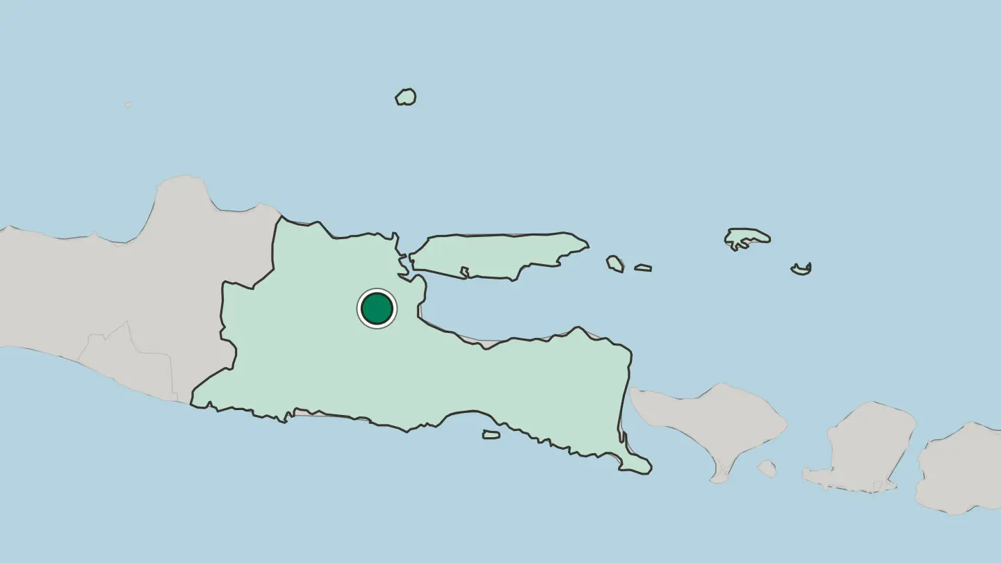 Map of Mojokerto in Indonesia
