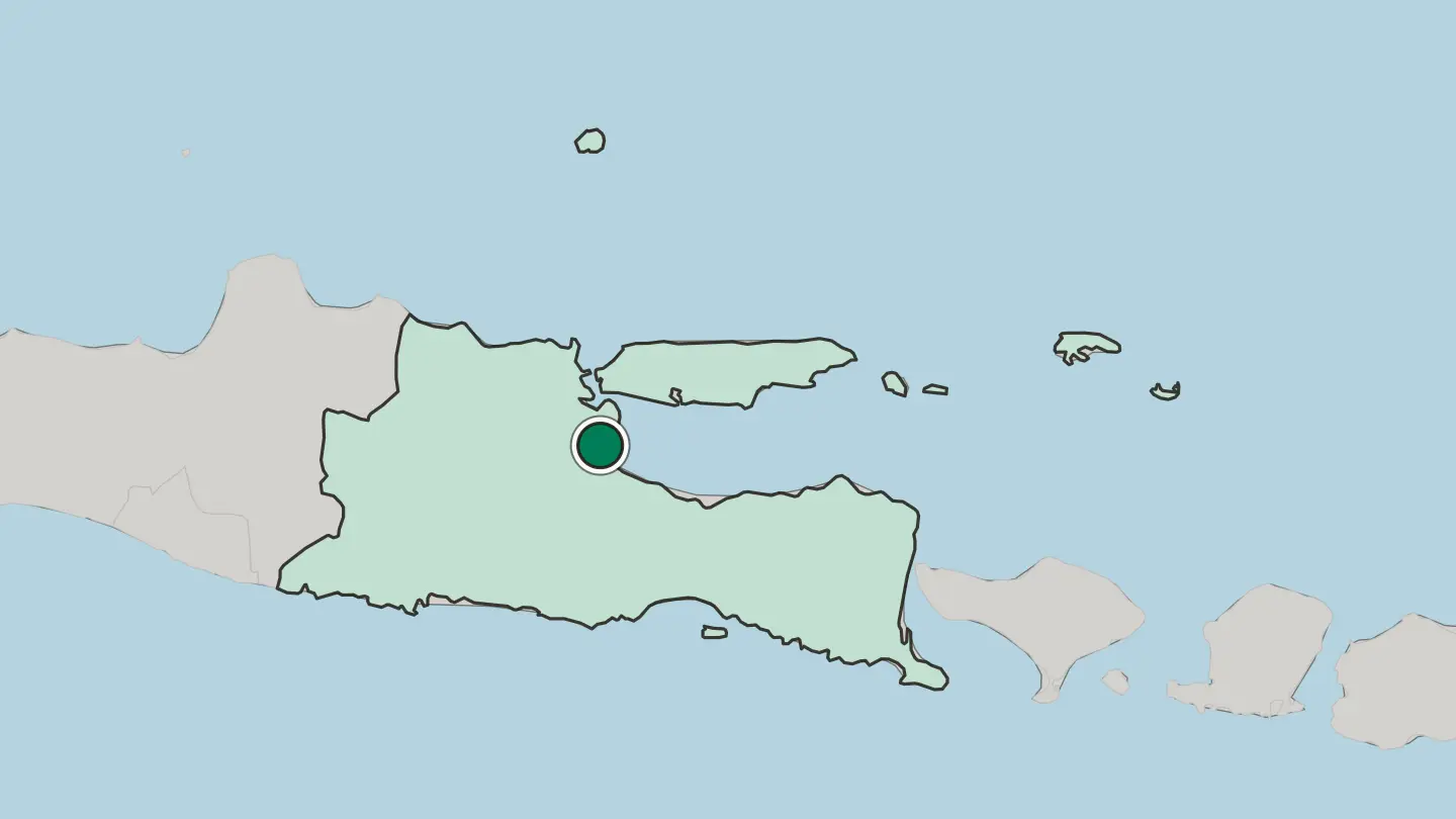 Map of Sidoarjo in Indonesia