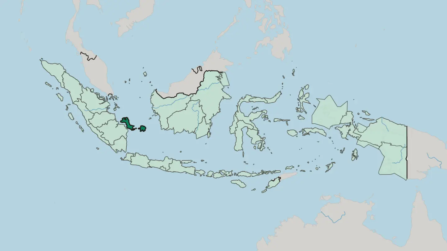 Map of Kepulauan Bangka Belitung in Indonesia