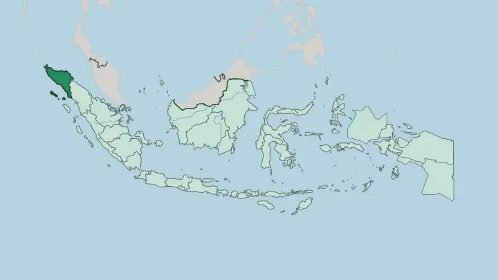 Map of Nanggroe Aceh Darussalam Province in Indonesia