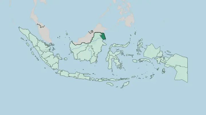 Map of North Kalimantan in Indonesia