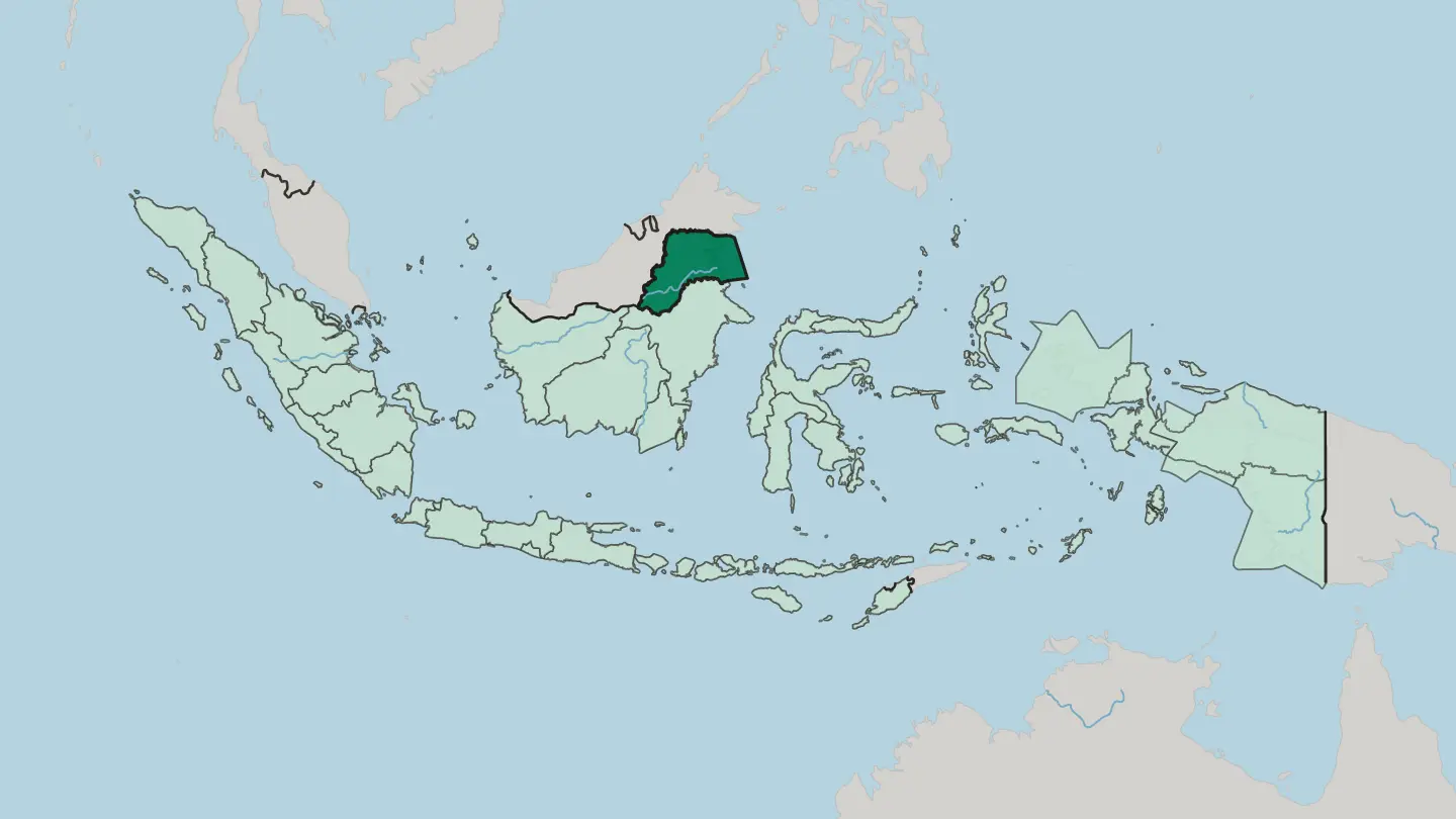 Map of North Kalimantan in Indonesia