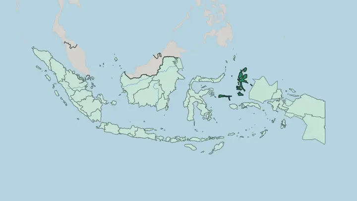 Map of North Maluku in Indonesia