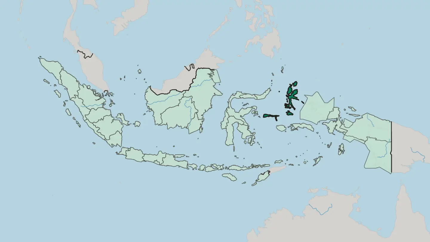 Map of North Maluku in Indonesia