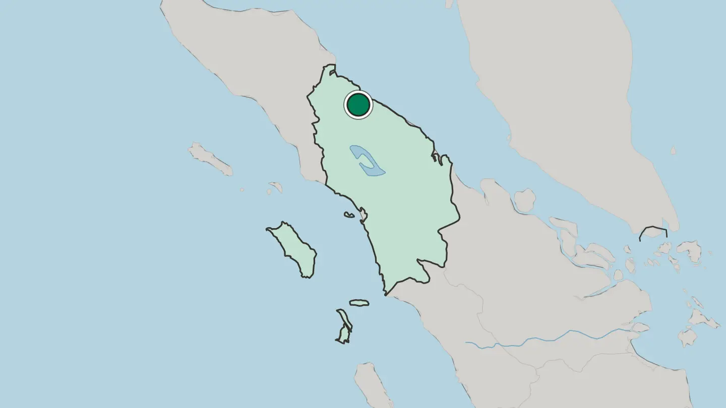 Map of Medan in Indonesia