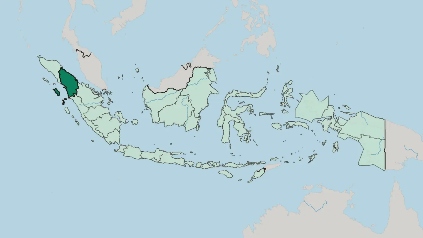 Map of North Sumatra in Indonesia
