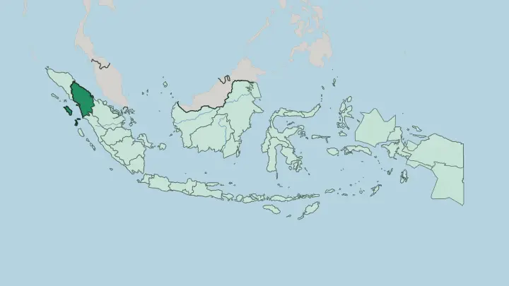 Map of North Sumatra in Indonesia