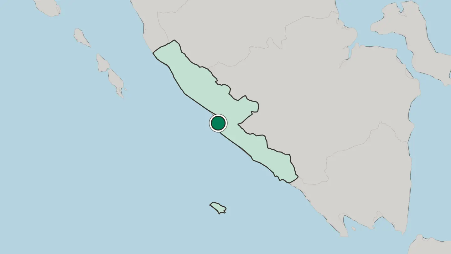 Map of Bengkulu in Indonesia