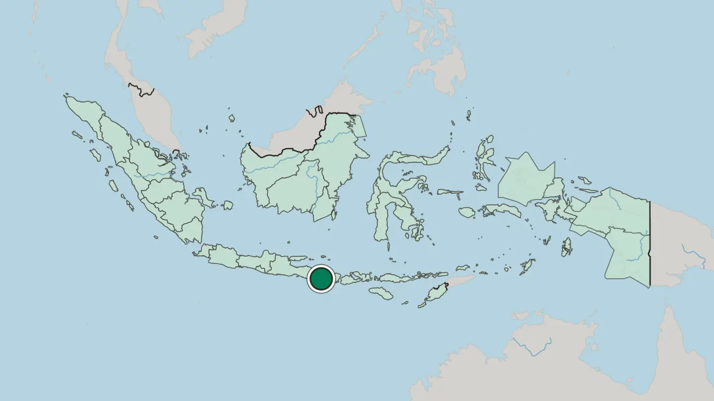 Map of Denpasar in Indonesia