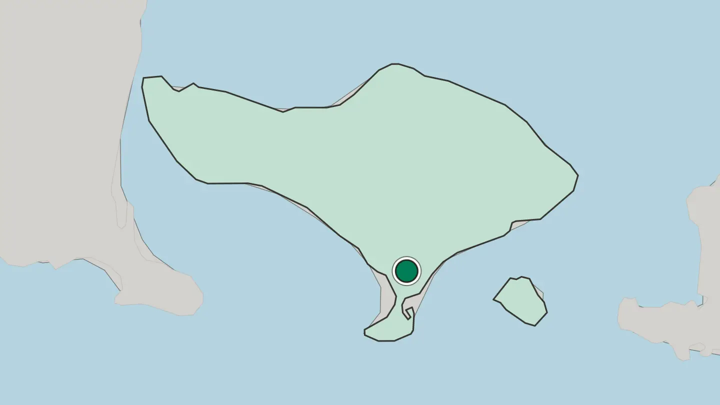 Map of Denpasar in Indonesia