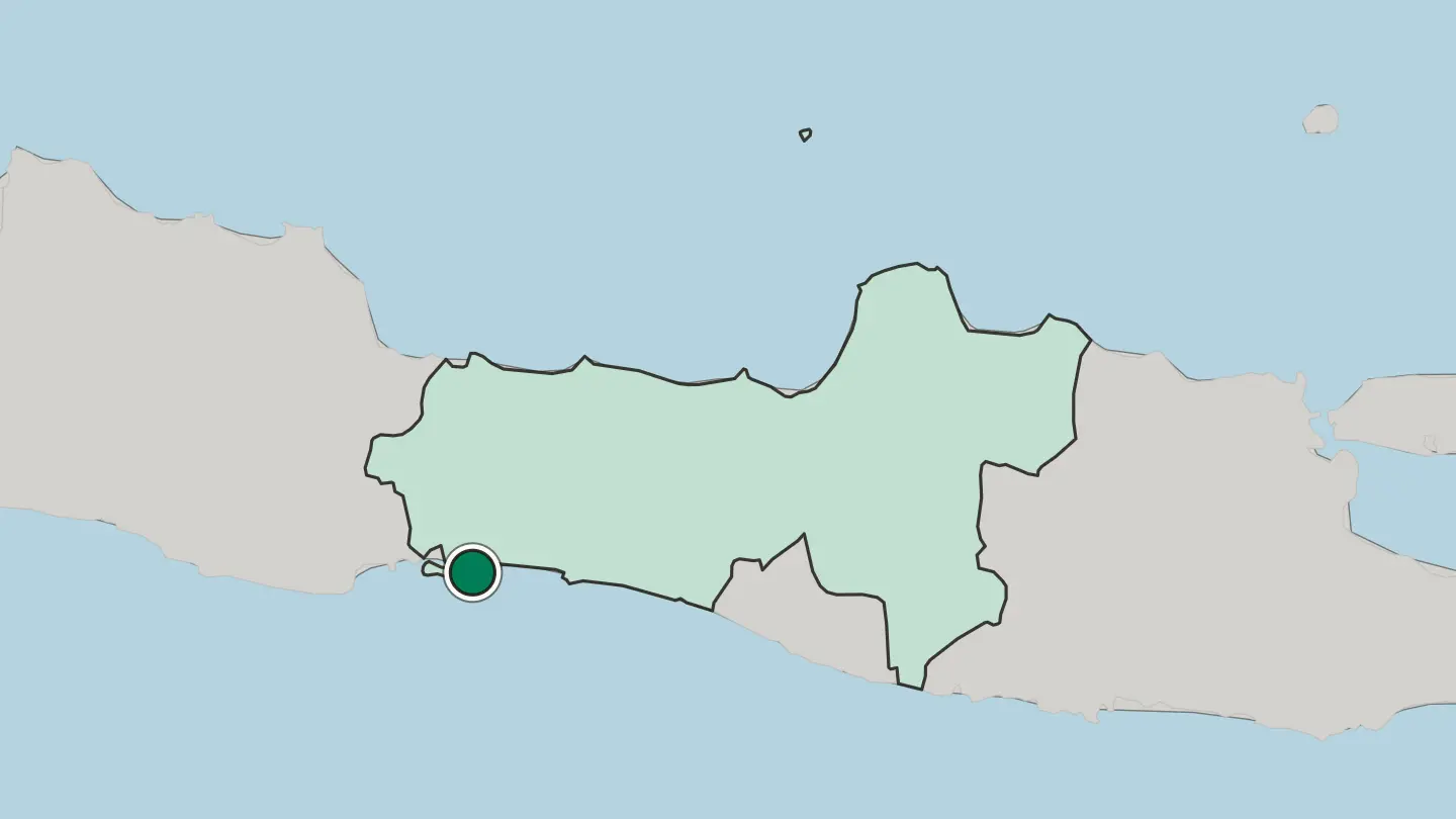 Map of Cilacap in Indonesia