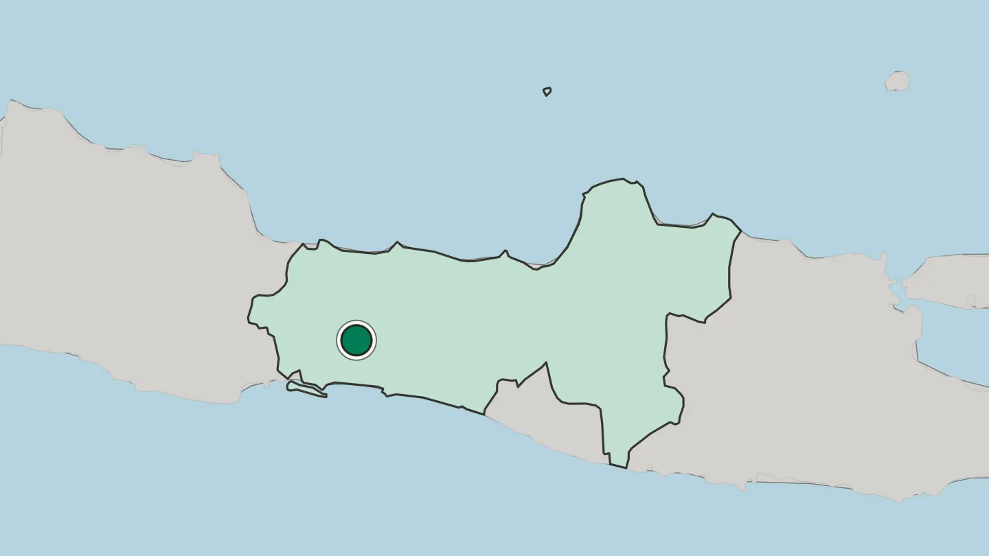 Map of Purwokerto in Indonesia