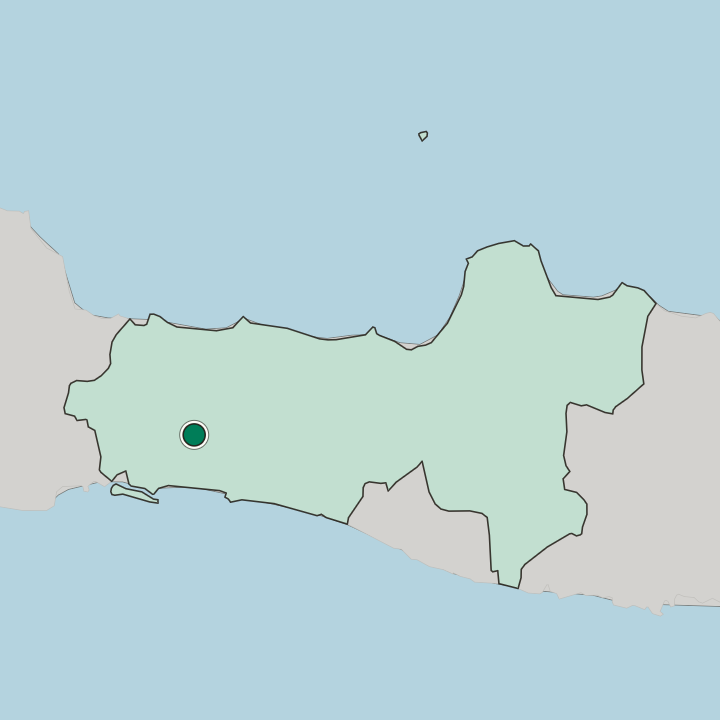 Map showing Purwokerto — In Provinsi Jawa Tengah