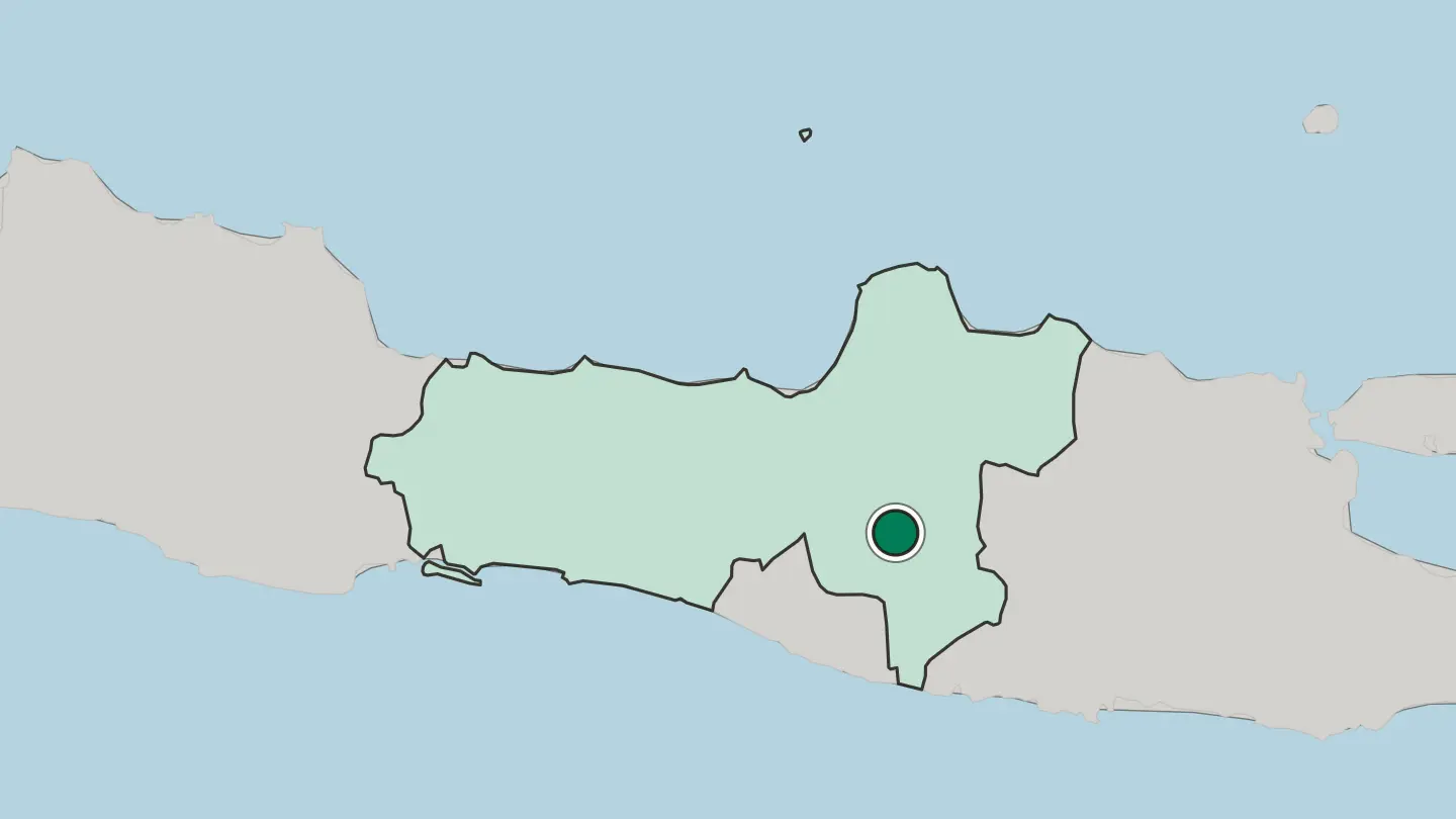 Map of Surakarta in Indonesia