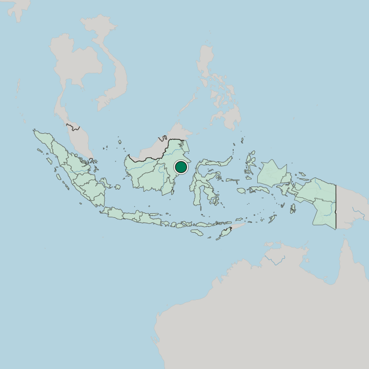 Map showing Bontang — In Indonesia