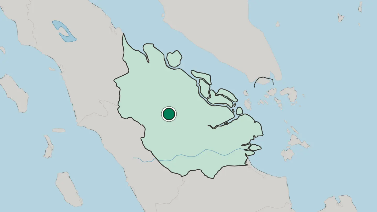 Map of Pekanbaru in Indonesia