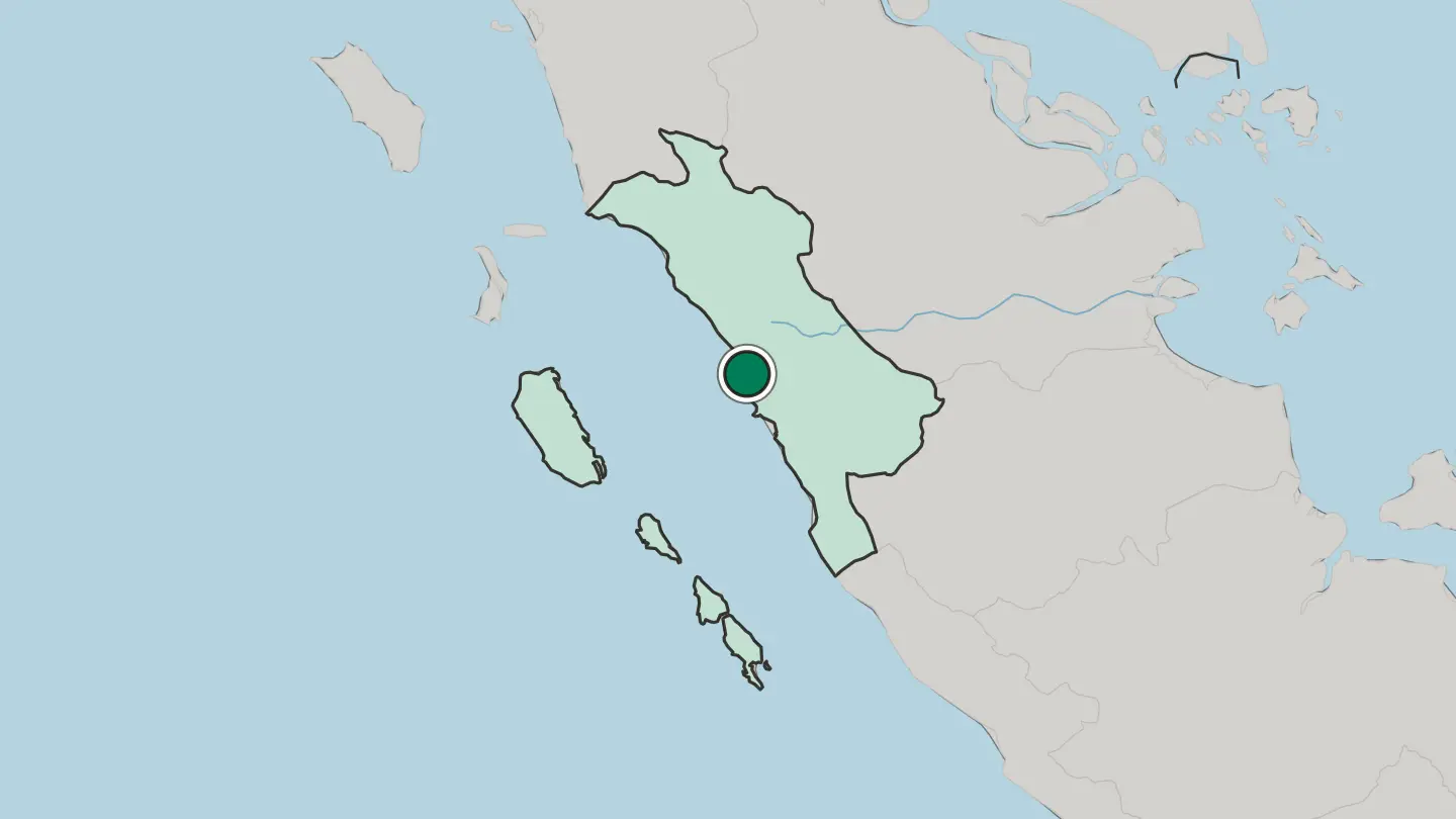 Map of Padang in Indonesia