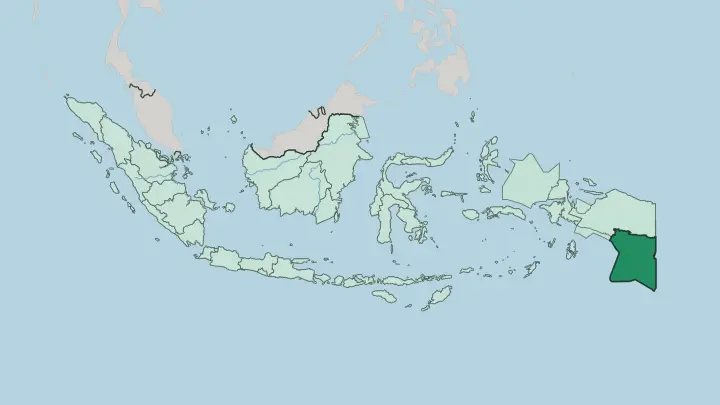 Map of South Papua in Indonesia