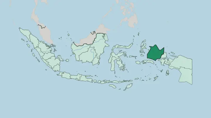 Map of Southwest Papua in Indonesia