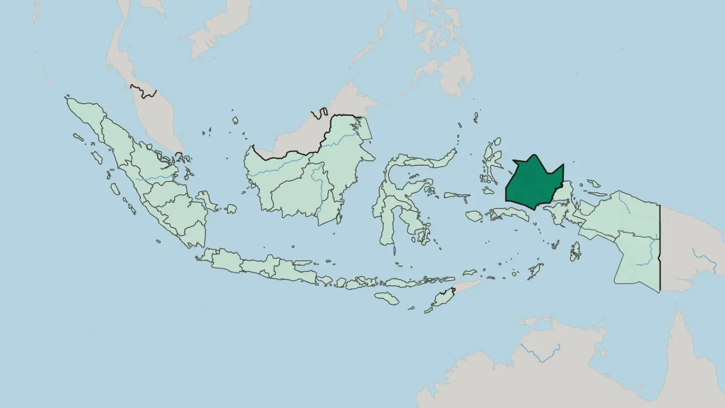 Map of Southwest Papua in Indonesia