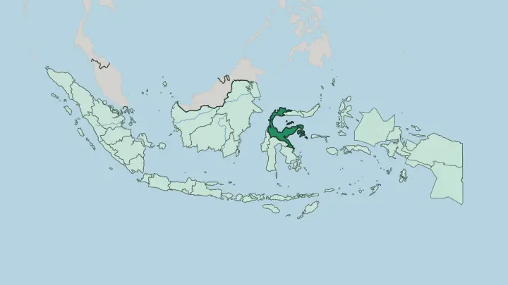 Map of Sulawesi Tengah in Indonesia