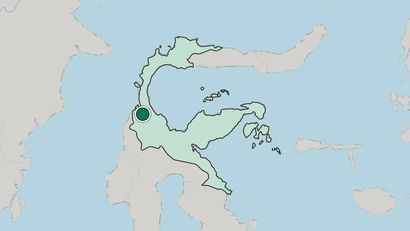 Map of Palu in Indonesia