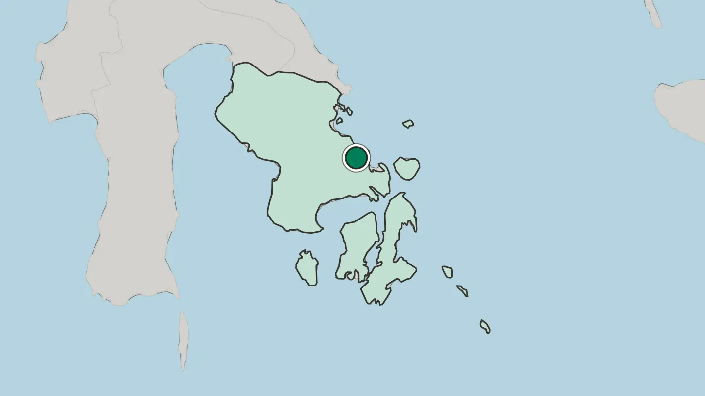 Map of Kendari in Indonesia