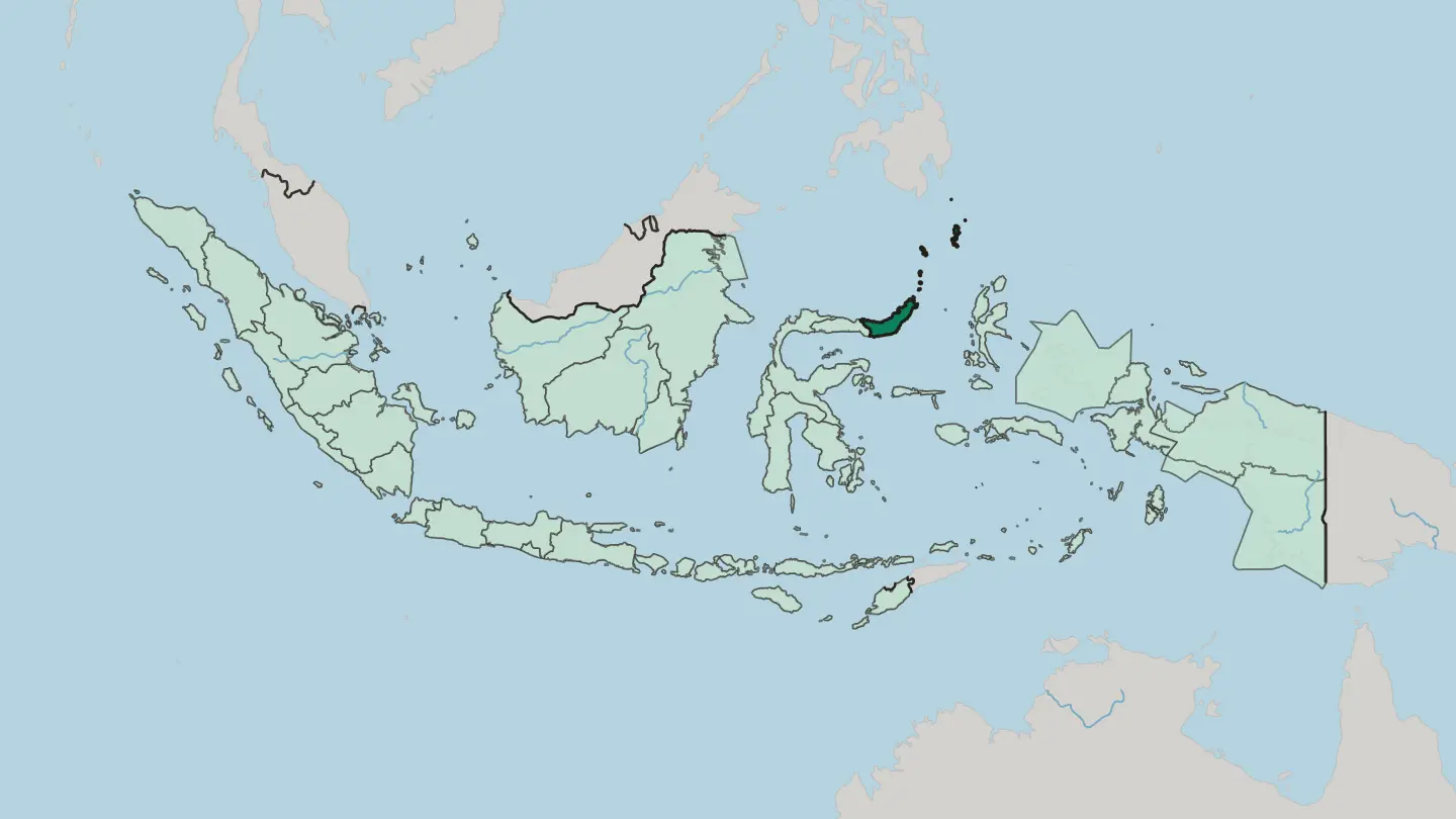 Map of Sulawesi Utara in Indonesia