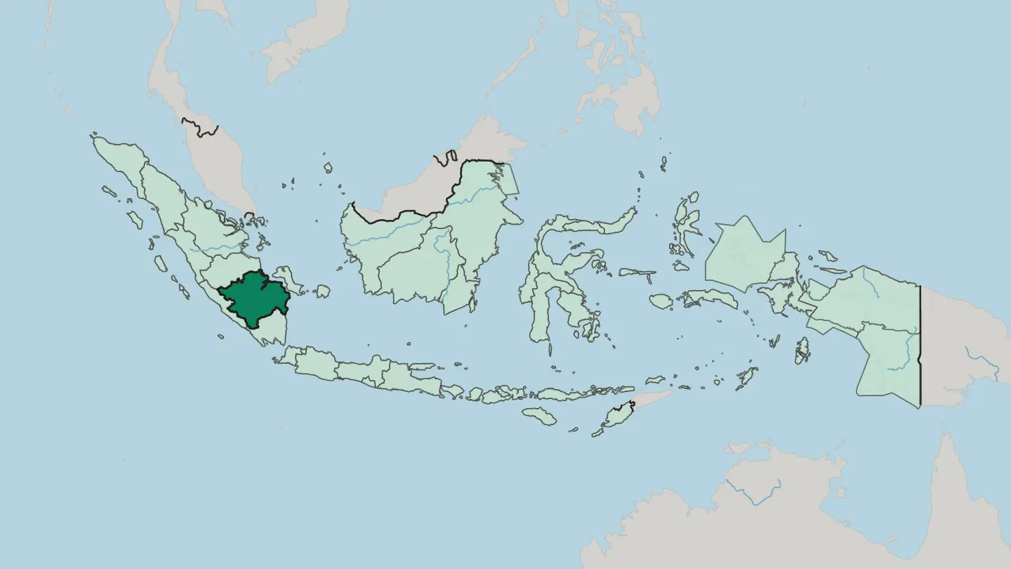 Map of Sumatera Selatan in Indonesia