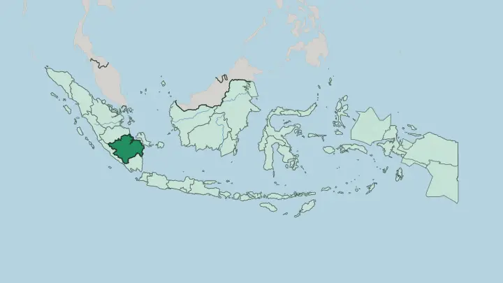 Map of Sumatera Selatan in Indonesia