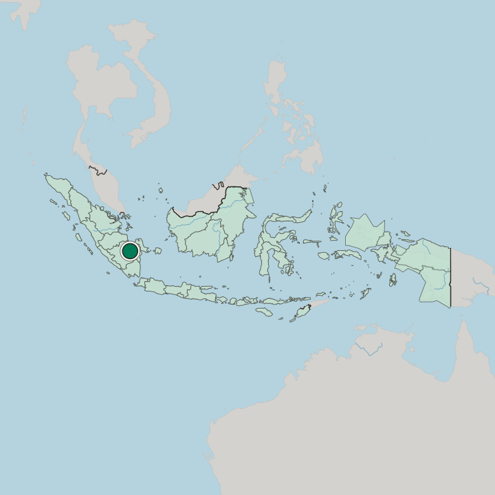 Map showing Palembang — In Indonesia