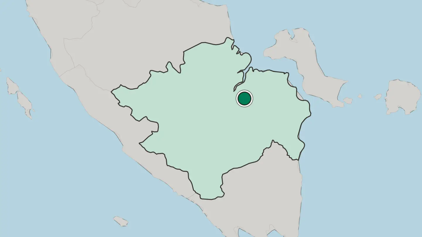 Map of Palembang in Indonesia