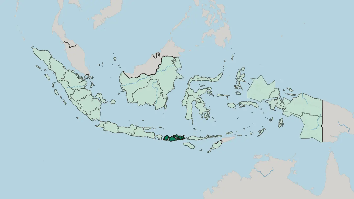 Map of West Nusa Tenggara in Indonesia