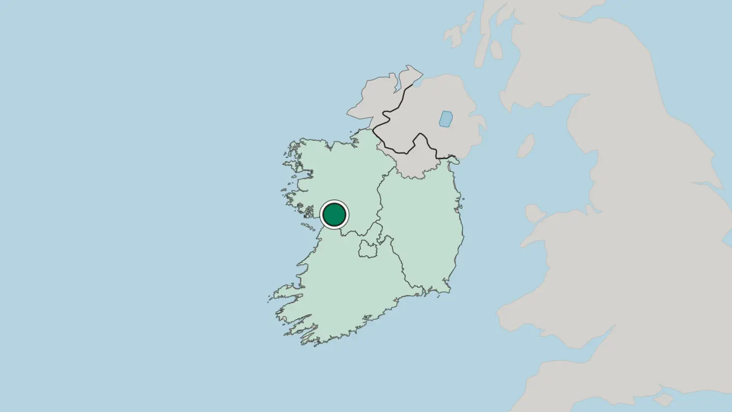 Map of Galway in Republic of Ireland