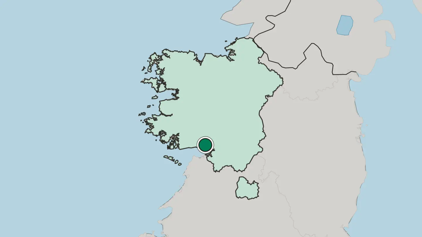 Map of Galway in Republic of Ireland