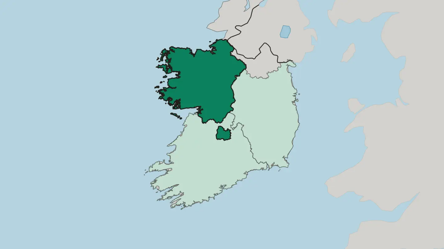Map of Connacht in Republic of Ireland