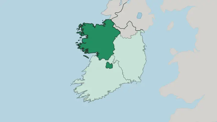 Map of Connacht in Republic of Ireland