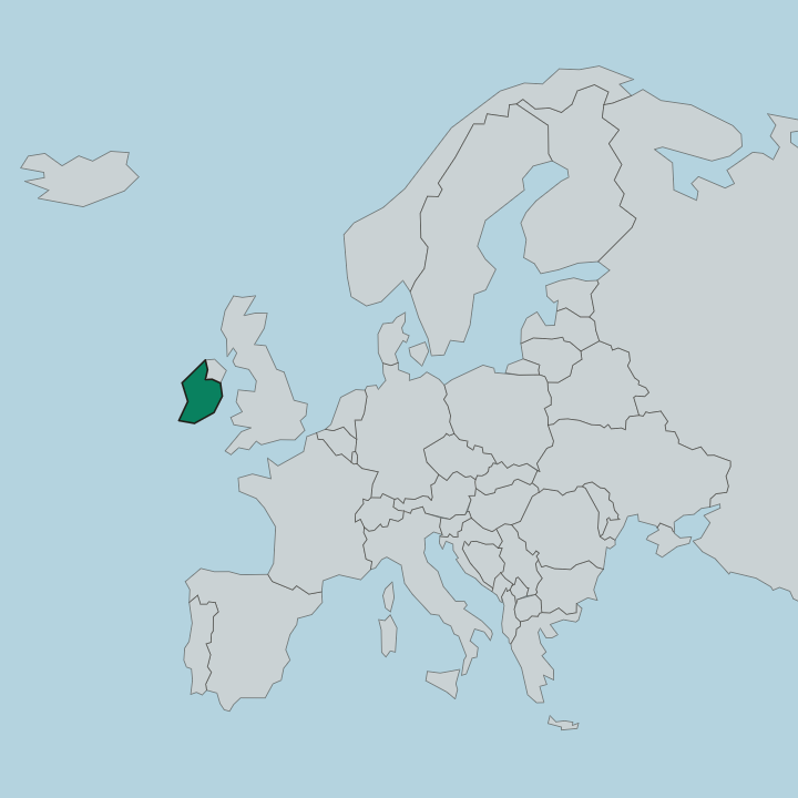 Map showing Republic of Ireland — In Europe