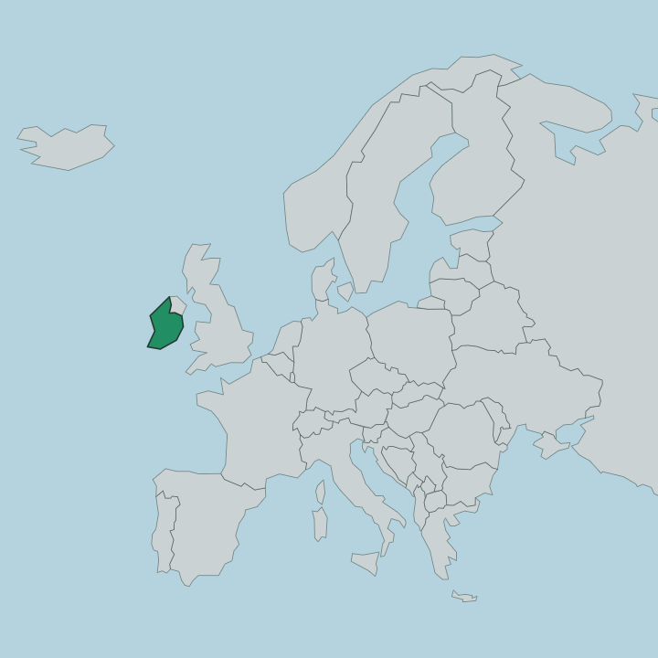 Map showing Republic of Ireland — In Europe