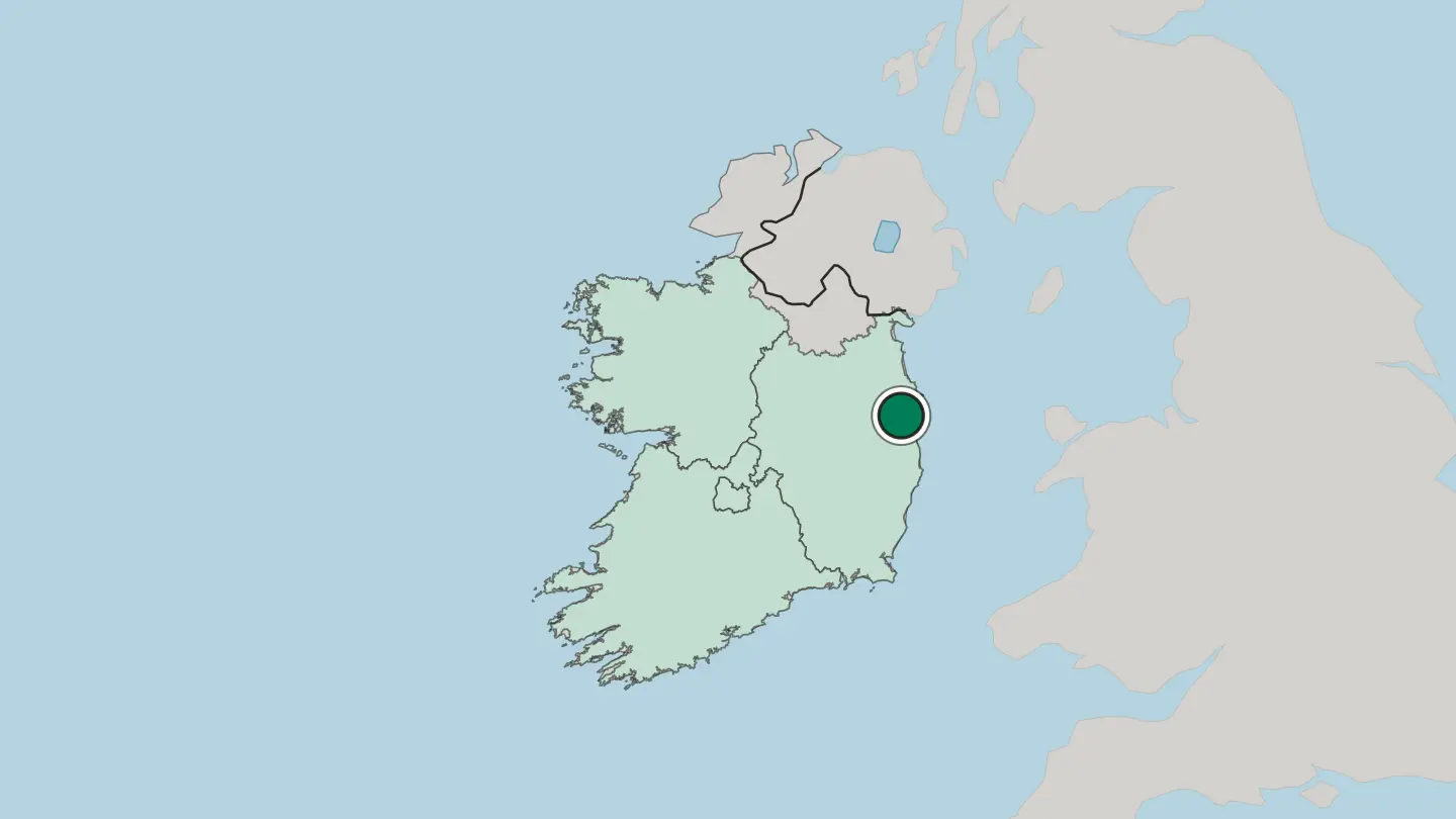Map of Dublin in Republic of Ireland
